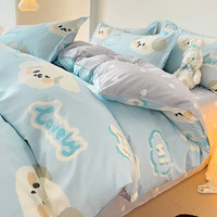 文貴人被套单件四套件可裸睡机洗单人被罩宿舍1.5米磨毛被子套家用 宠物狗 1.8床单四套件-被套180*220cm