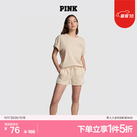 维多利亚的秘密 PINK 超大舒适简约宽松校园风短袖女T恤中性 68YU米色 11233626 M