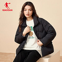 QIAODAN 乔丹 羽绒服女士外套冬季女装保暖防风防寒运动服休闲上衣 黑色 L