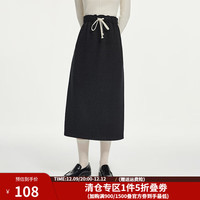 范思蓝恩加绒针织半身裙子女2024秋冬新灰色保暖显瘦14566 深灰色 XS