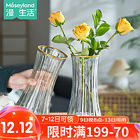 Mosey Land 漫生活 收腰金边花瓶 28cm 透明玻璃花瓶