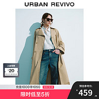 URBAN REVIVO UR2024秋冬女装复古气质经典双排扣风衣外套UWH140053 石色 S