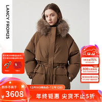 朗姿霍尔多巴吉白鹅绒复古高级感派克服外套2024冬保暖羽绒服 浅咖色2 M