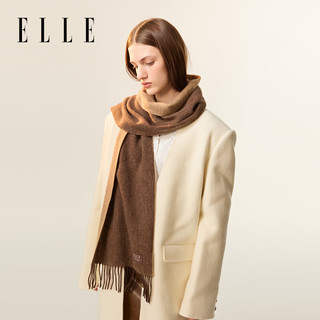 ELLE100%羊毛围巾女士双面纯色秋冬季加厚保暖披肩围脖礼盒装