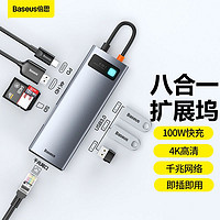 百亿补贴：BASEUS 倍思 Type-C扩展坞 USB-C转HDMI线拓展坞适用苹果电脑转换器8合1