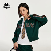 kappa卡帕背靠背运动卫衣短款收腹连帽开衫上衣美式字母长袖外套