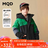 马骑顿(MQD)童装冬季男童保暖拼色大口袋潮酷百搭连帽羽绒服 黑色 150