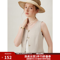 范思蓝恩懒人三件套 西装套装正装外套女职业通勤西服24FS11075 燕麦奶色马甲 L