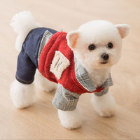憨憨宠 宠物狗狗衣服小型犬泰迪衣服冬季狗衣服小狗衣服透气四脚棉衣 红色款 S号体重3-5斤