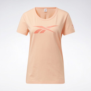 Reebok锐步女子TEE经典纯色LOGO圆领经典运动休闲短袖T恤 H52982_橘粉色 XS