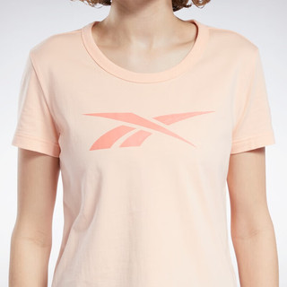Reebok锐步女子TEE经典纯色LOGO圆领经典运动休闲短袖T恤 H52982_橘粉色 XS