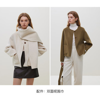 范思蓝恩23F14152 短款围巾领大衣女秋冬新款双面羊毛呢外套
