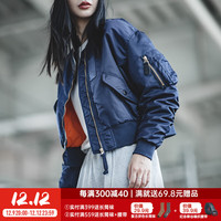 马登 MADEN女装 MA1飞行员夹克秋冬加厚棉服防风保暖棒球服外套 宝蓝色 M