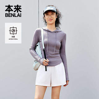 本来 BENLAI女士火绒绒抗菌连帽T恤衫24秋冬保暖运动上衣BNJ440019