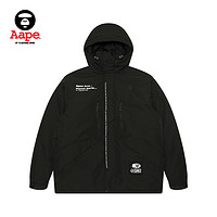 Aape 男装秋冬猿颜徽章字母印花连帽宽松羽绒服外套7605XXL