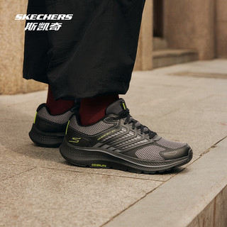 斯凯奇（Skechers）暮光鞋丨2024运动跑鞋男女款高回弹轻质吸震绑带休闲鞋 男款-黑色/炭灰色/BKCC 40