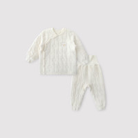 巴厘小猪宝宝秋衣秋裤高腰护肚婴幼儿睡衣秋冬季夹丝加厚儿童保暖内衣套装 象牙白 73cm