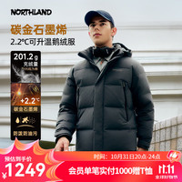 诺诗兰【乐寒】男士鹅绒羽绒服高蓬防跑绒杜邦三防石墨烯羽绒外套 爵士灰色 190