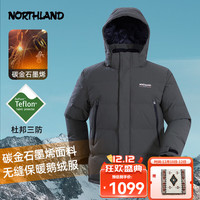 诺诗兰男士鹅绒羽绒服冬季高蓬防跑绒保暖羽绒连帽外套【乐寒】 爵士灰色 185