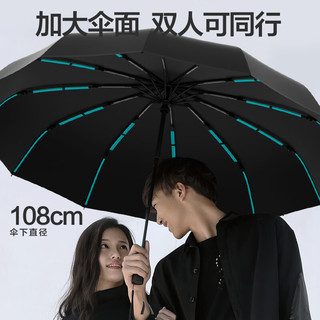 小魔 60骨黑胶抗风暴 黑色 全自动晴雨伞