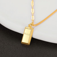 TMOWOs925银好运暴富小金砖吊坠AB锁骨链高级感小众颈链 s925银材质