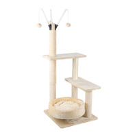 盼四季猫架猫爬架猫窝猫树一体冬天绒布猫爬架子小型不占地猫咪跳台玩具 1.1m 4层 【米色】