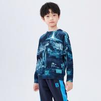 纯棉儿童时尚印花毛衣春秋装男童精梳棉毛衣中大童圆领套头针织衫