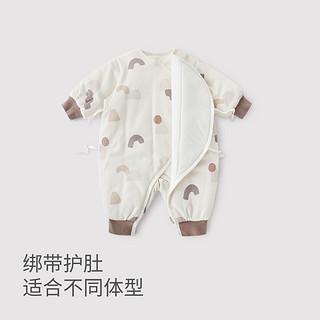 婴幼儿连体衣冬季夹棉衣服新生儿棉服保暖宝宝加厚哈衣爬服冬装 小鸟飞飞