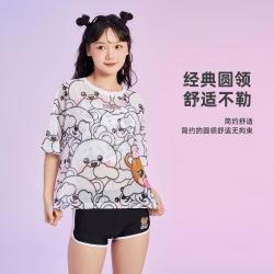 洲克 泳衣女小熊印花分体三件套少女游泳戏水海边度假女士泳衣