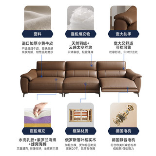布雷尔（BULEIER）零靠墙电动功能沙发头层真皮沙发客厅办公家具 2.8米尊享版T6 尊享版-【接触面-纳帕真皮】