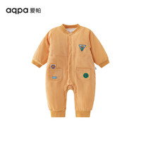 aqpa婴儿棉服连体衣冬季夹棉宝宝保暖厚服新生儿衣服棉衣 桔橙 100cm