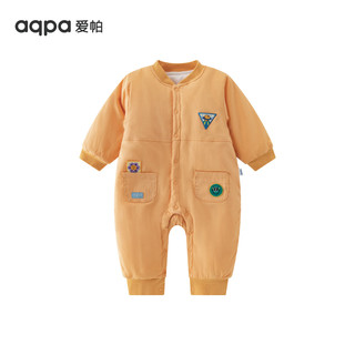 aqpa婴儿棉服连体衣冬季夹棉宝宝保暖厚服新生儿衣服棉衣 桔橙 100cm