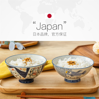 美浓烧儿童饭碗日本餐具家用日式可爱瓷碗陶瓷碗 军绿色