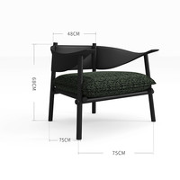 曲美家居包豪斯中古风现代家用客厅设计师侘寂风休闲疯马皮沙发椅 织布艺 松针绿-框架椅【35天】