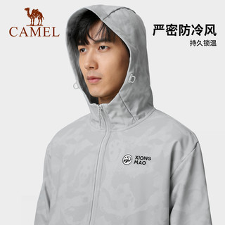 CAMEL【熊猫系列】骆驼软壳衣男连帽2024春秋户外迷彩工装夹克外套 XXL