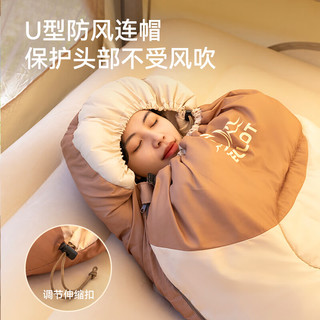 伯希和（Pelliot）露营户外棉睡袋成人四季单人轻量旅行隔脏被子16403042棕栗1.3kg 栗棕色
