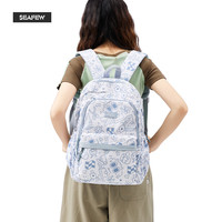 Seafew 背包旅行包女超大容量女士双肩包户外旅游登山包15.6英寸电脑包 浅蓝色1620