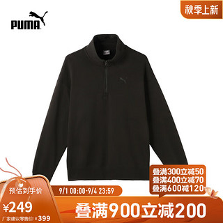 彪马（PUMA）2024秋男女宽松复古休闲半拉链加绒立领长袖卫衣套头衫632293 黑色-01 XS (165/88A)