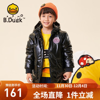 B.duck小黄鸭童装男童中长款连帽卡通亮面中大童冬装加厚棉服