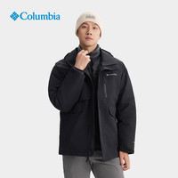 哥伦比亚（Columbia）冲锋衣男24秋冬户外防水防风金点保暖800蓬羽绒内胆三合一外套