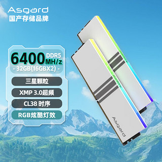 Asgard 阿斯加特 32GB(16Gx2)套 DDR5 6400 台式机内存条 RGB灯条-女武神·瓦尔基里 三星颗粒 CL38