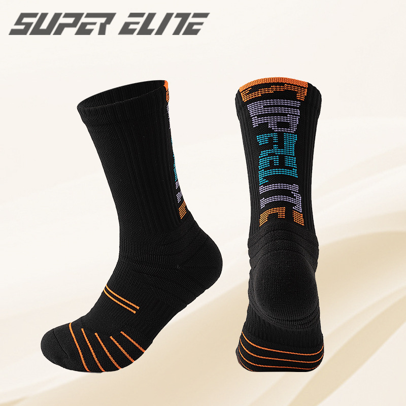 SUPER ELITE字母渐变篮球袜 综合实战精英袜 高帮毛巾底美式潮袜
