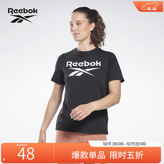 Reebok锐步女子TEE综合训练运动大LOGO圆领短袖T恤 HB2271 2XS(150/76A)