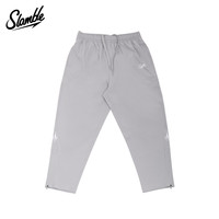 SLAMBLE 拉链梭织长裤九分裤篮球裤运动训练速干舒适薄款长裤 浅灰 L