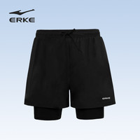 erke/鸿星尔克泳裤防尴尬平角宽松泡温泉泳衣男款五分双层游泳裤 XL