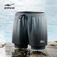 erke/鸿星尔克泳裤防尴尬平角宽松泡温泉泳衣男款五分双层游泳裤 3XL