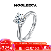 MOOLEECA 经典四爪培育钻石戒指18K金求婚结婚 主石30分D/VVS