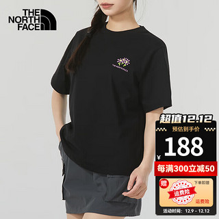 THE NORTH FACE 北面 T恤女春夏新款户外运动半袖宽松透气纯棉亲肤简约印花短袖上衣