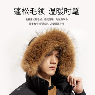 七匹狼羽绒服男中长款冬季保暖百搭毛领连帽外套男时尚户外防寒开衫男装 102(深蓝) 175/96A