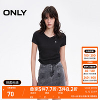 ONLY2024秋冬新款时尚百搭舒适修身显瘦V领短款T恤女|124101024 H1Z